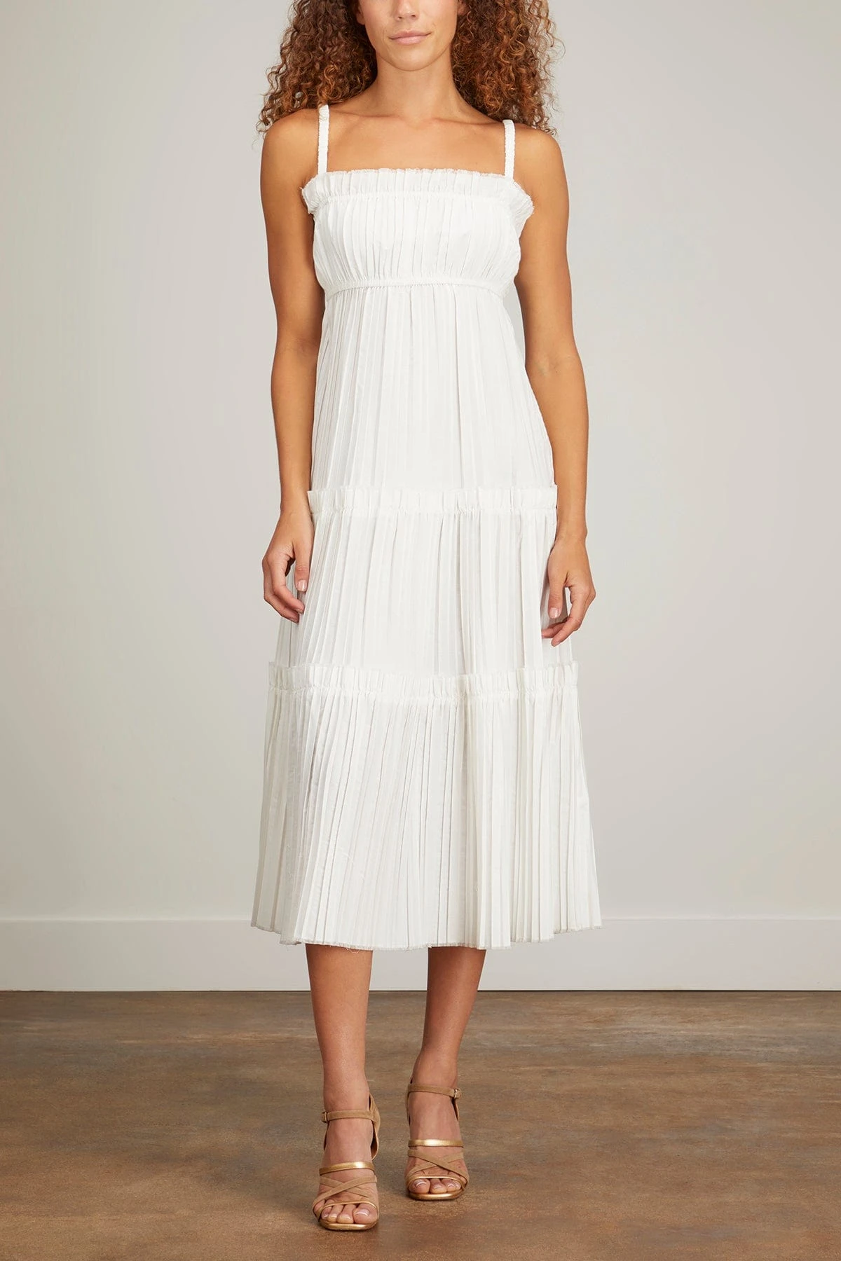 SEA Greir Pleating Slip Dress In Cream - Image 3