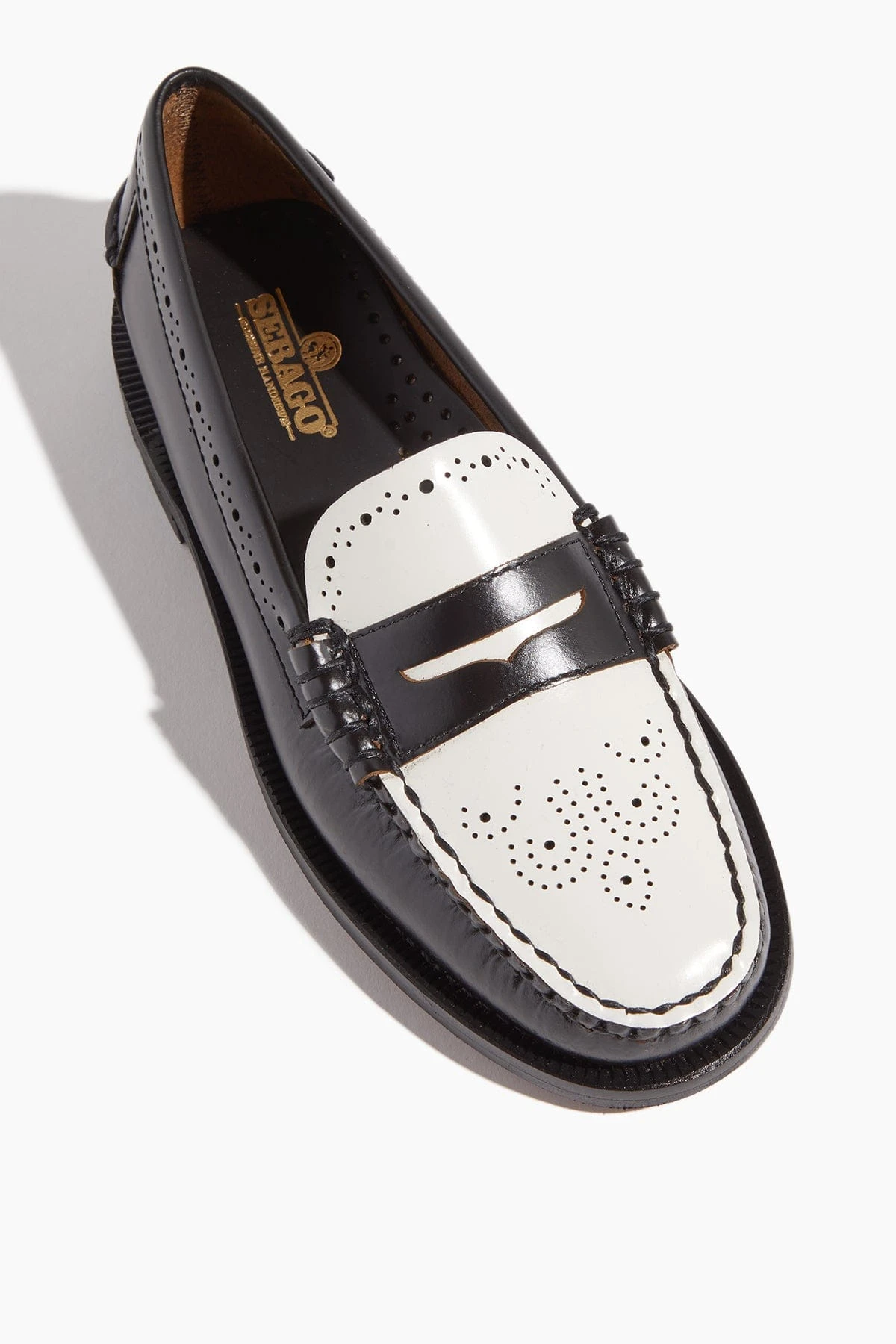 Sebago Dan Perforated Loafer In Black/White - Image 4