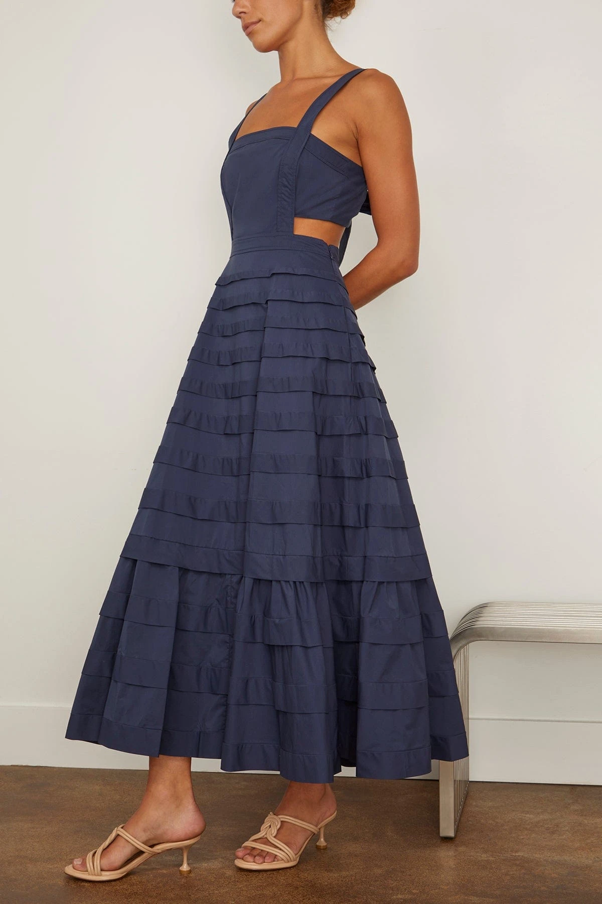 Sicillia Sleeveless Pintuck Midi Dress In Midnight - Image 3