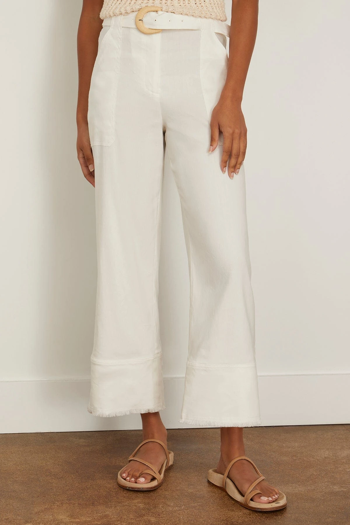 Summer Staples Belted Crop Wide Leg Pant In White - Image 3