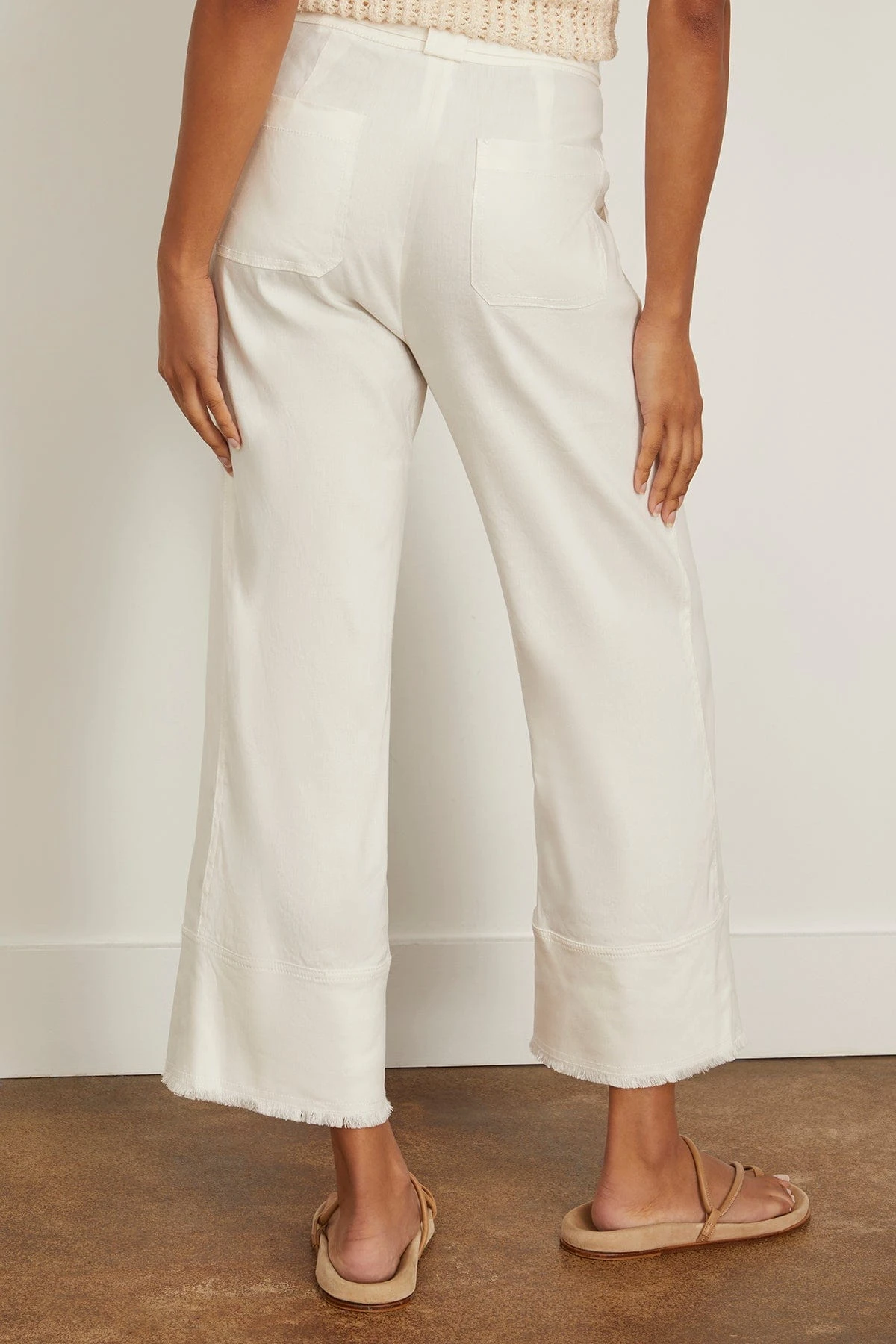Summer Staples Belted Crop Wide Leg Pant In White - Image 4