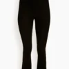 High Waist Crop Flare Legging In Black Suede