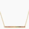 Long Rainbow Bar Necklace In Yellow Gold