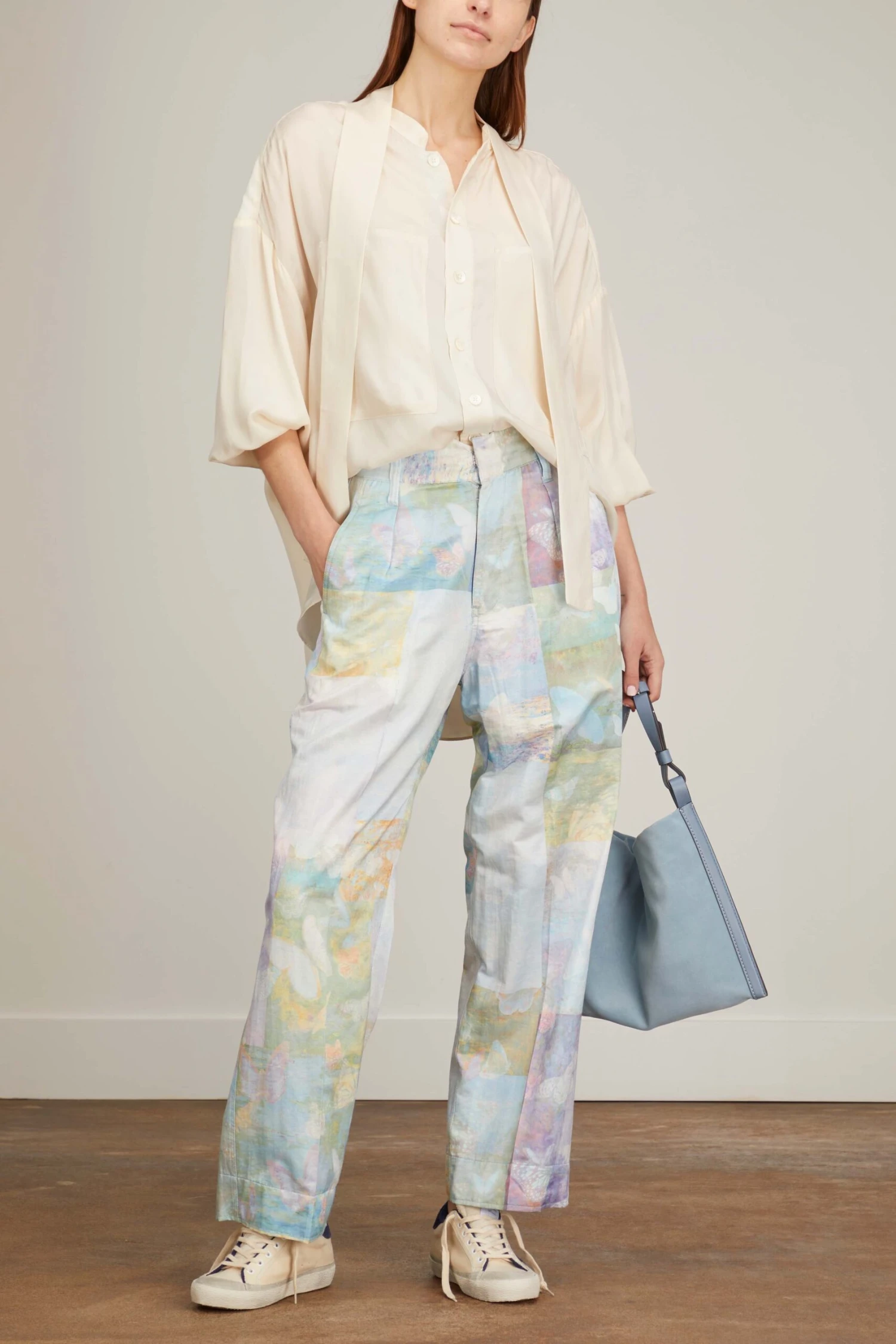 No Collar Workshirt In Cream - Image 2