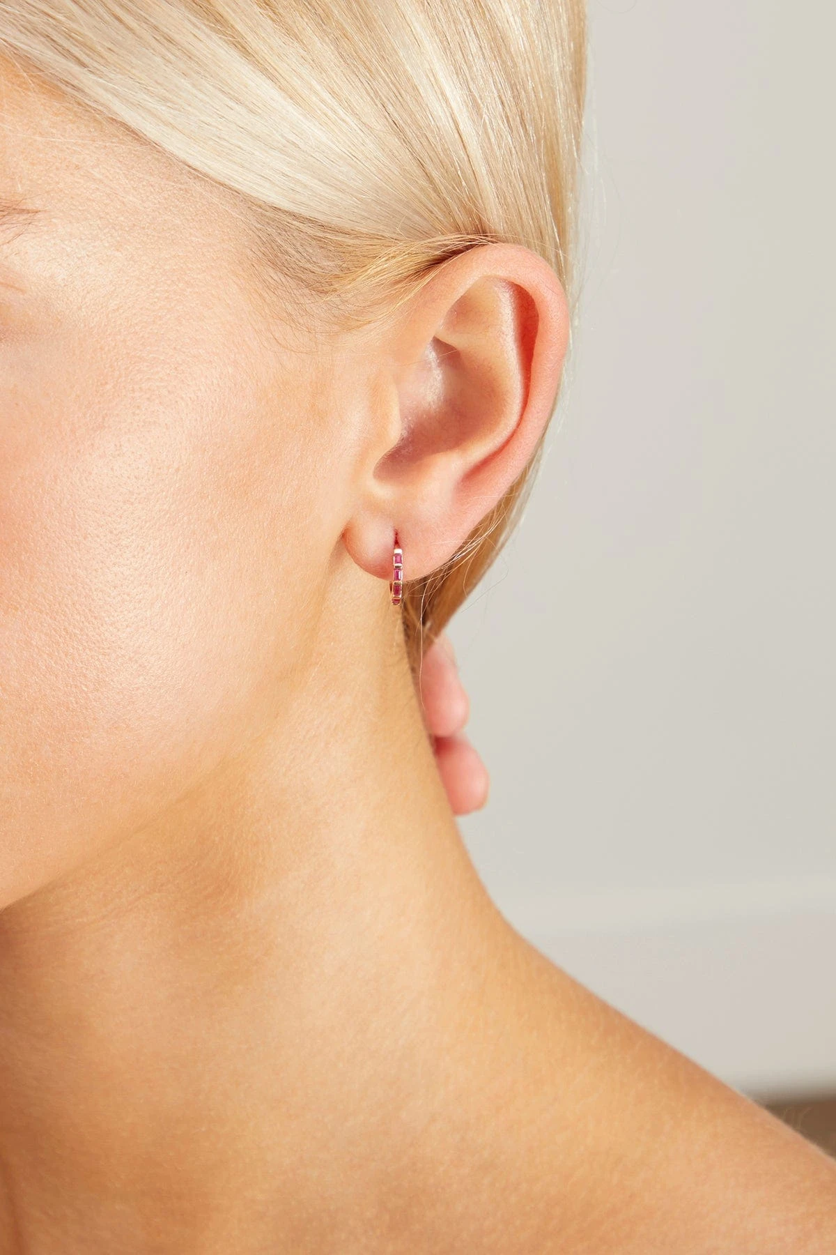 Ruby Baguette Huggies - Image 2