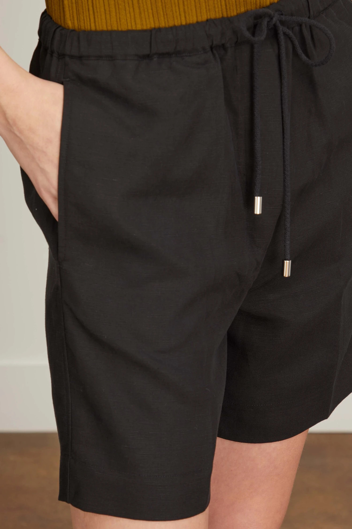 Toteme Press Creased Drawstring Shorts In Black - Image 5
