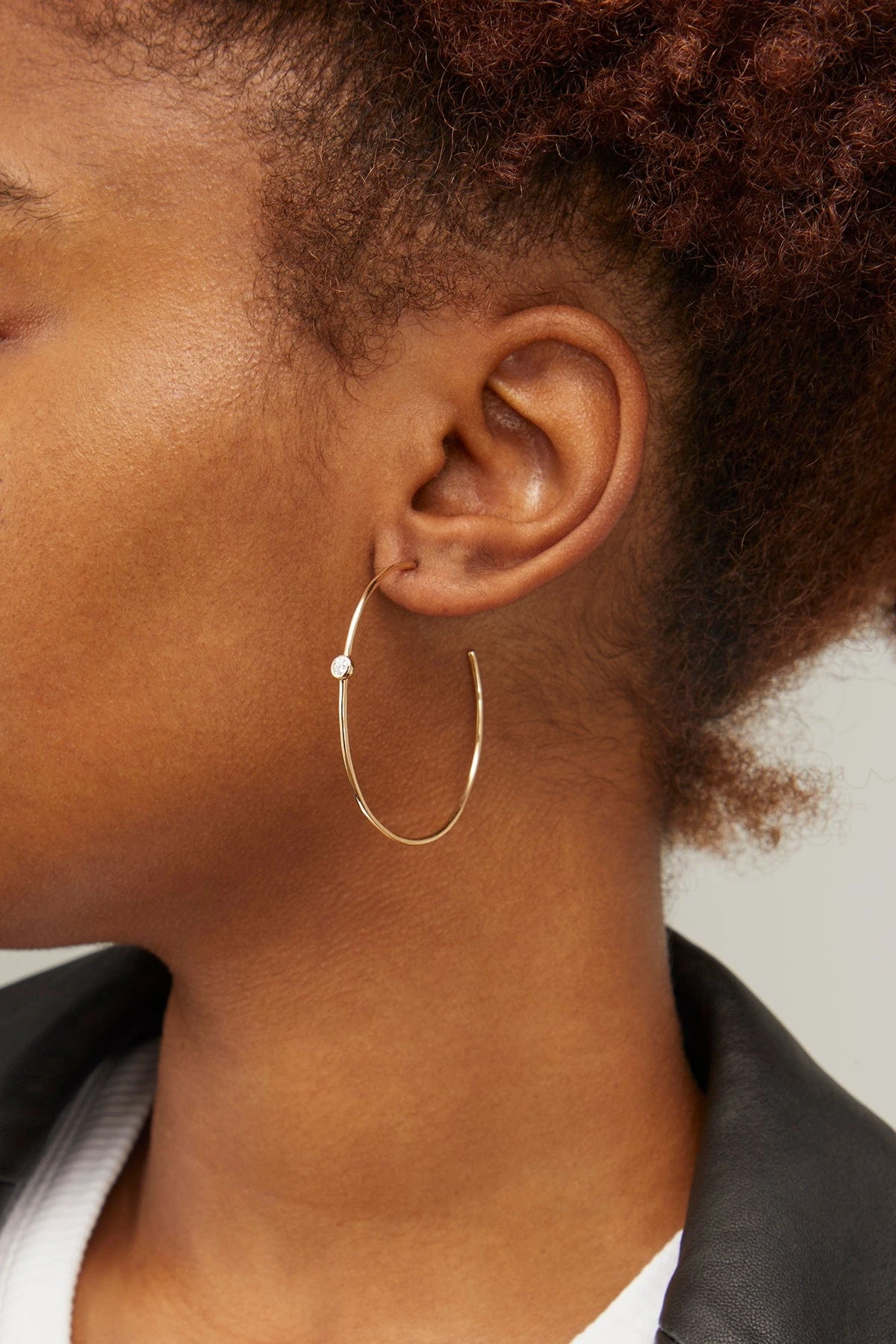 Diamond Bezel Hoops In 14k Yellow Gold - Image 2