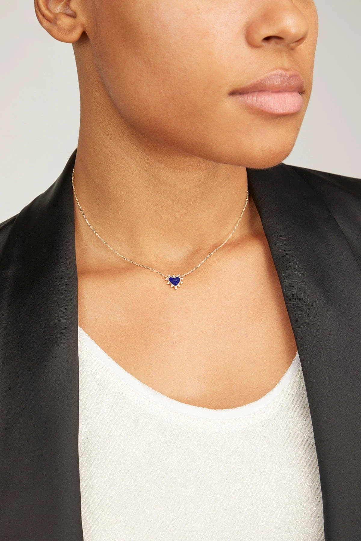 Lapis Spiked Heart Necklace In 14k Yellow Gold - Image 2