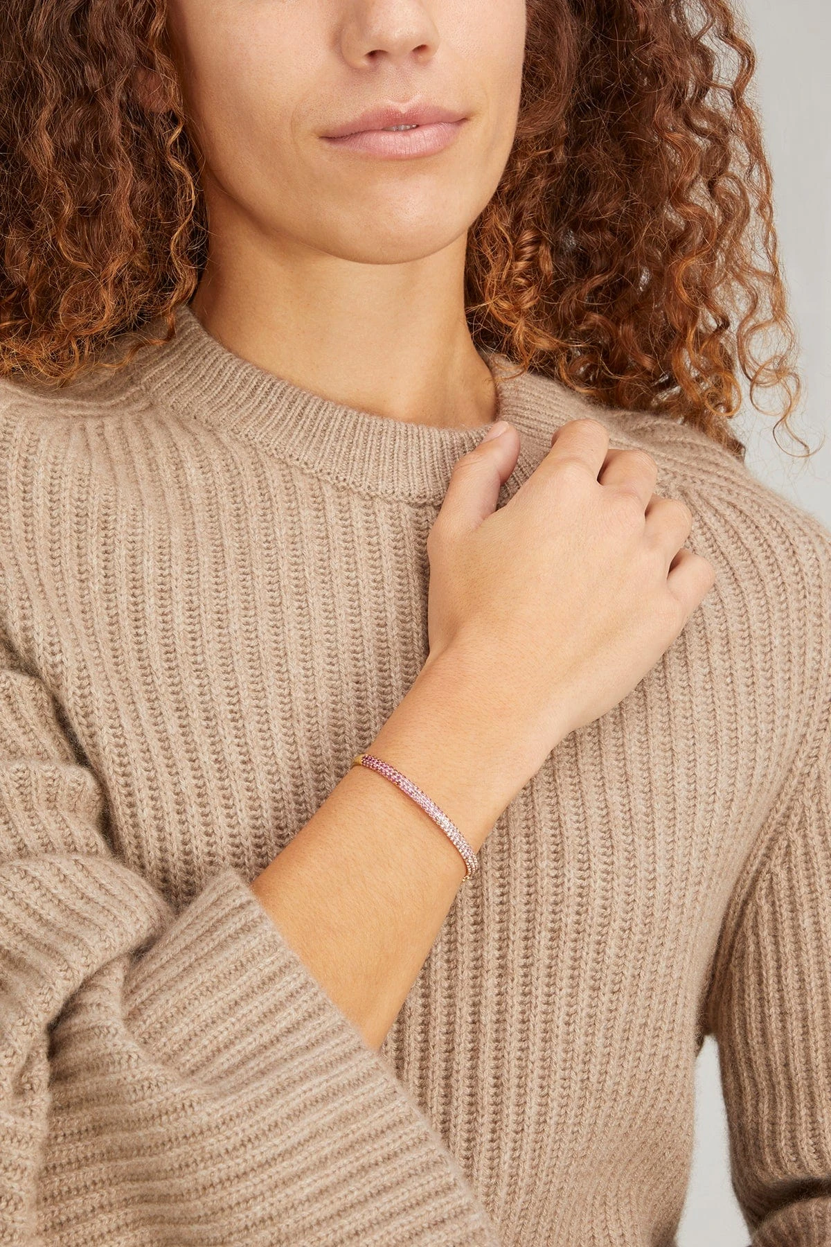 Pink Sapphire Ombre Bangle In 14K Gold - Image 2