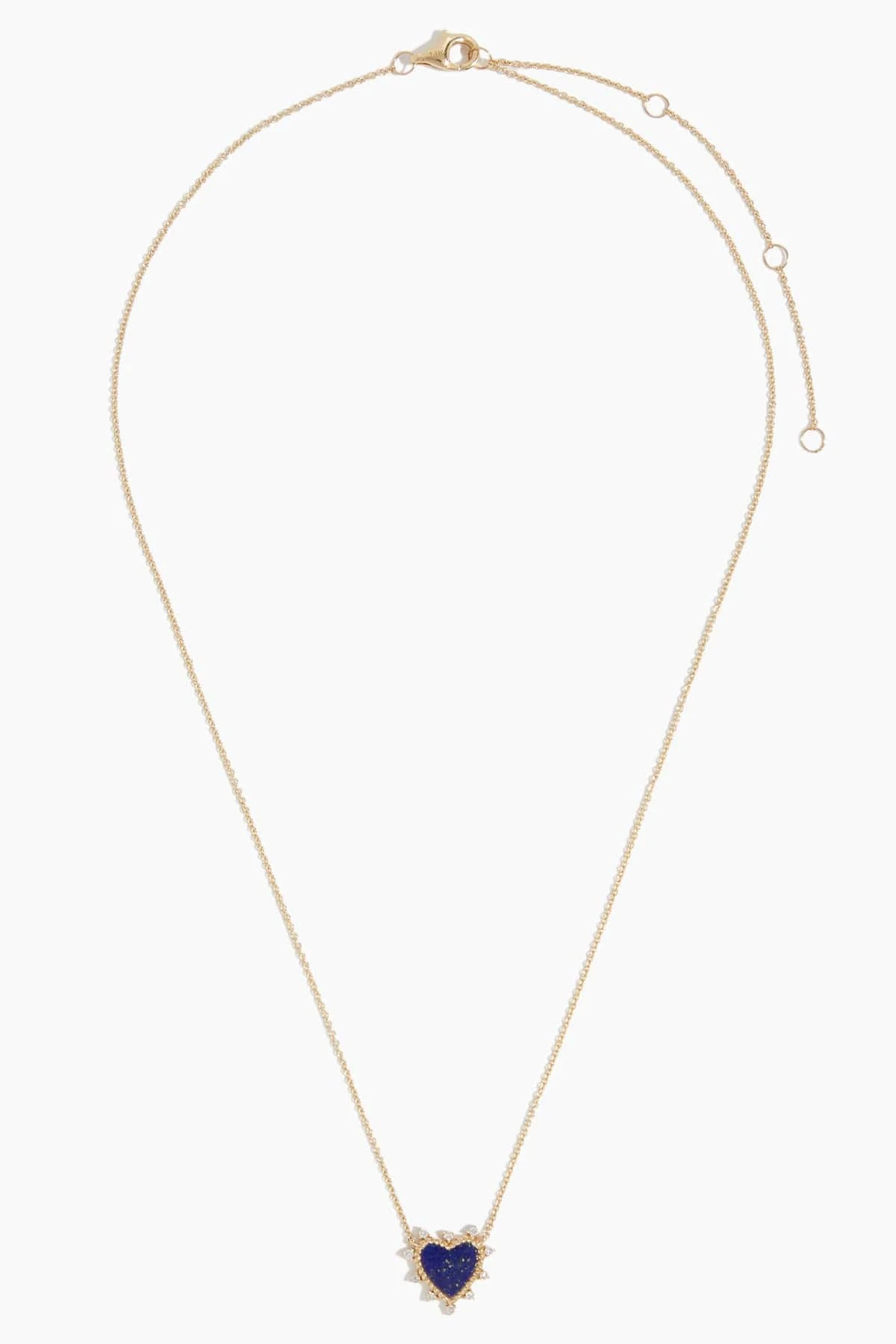 Lapis Spiked Heart Necklace In 14k Yellow Gold - Image 3