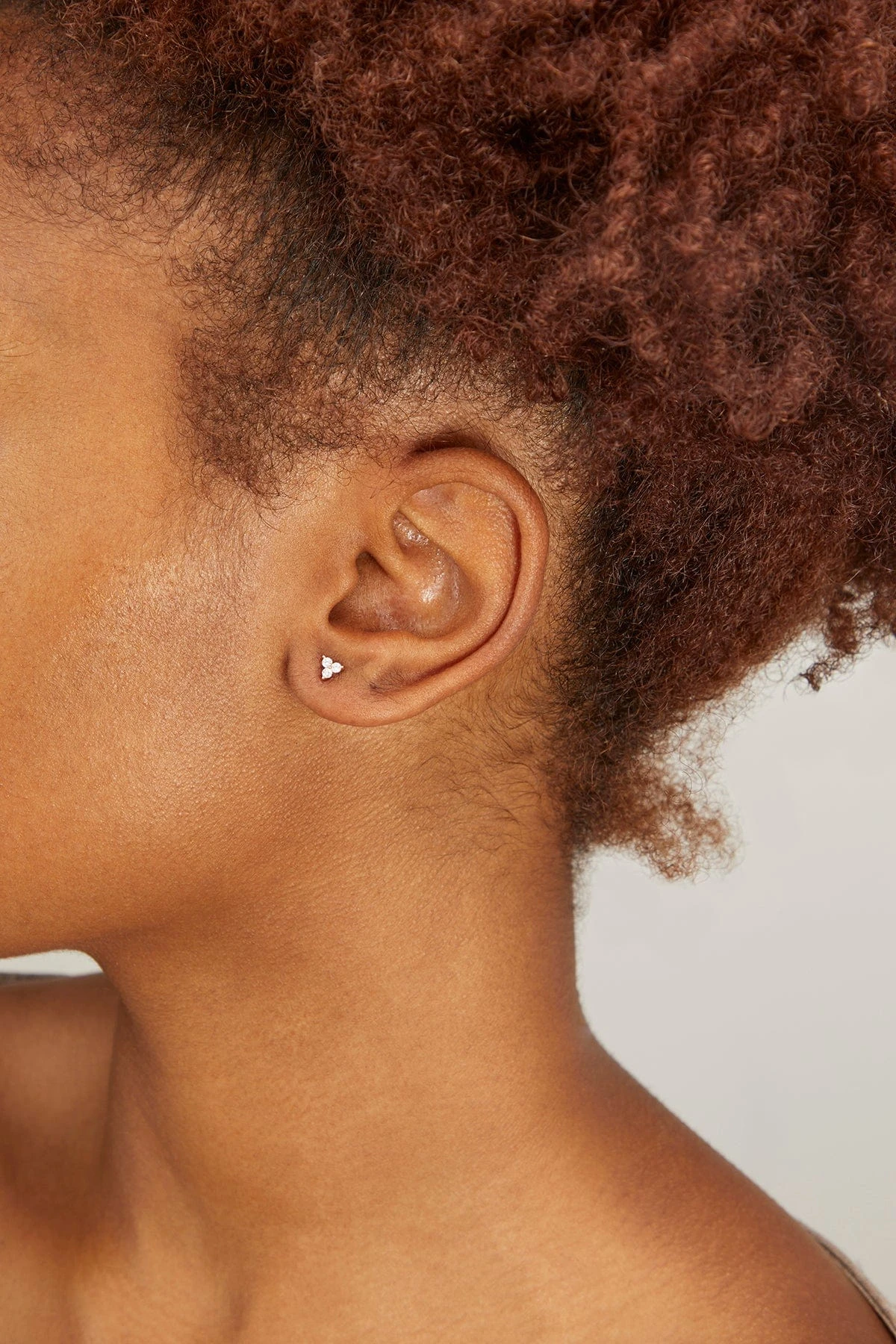 Three Diamond Cluster Single Stud In 14k Yellow Gold - Image 2