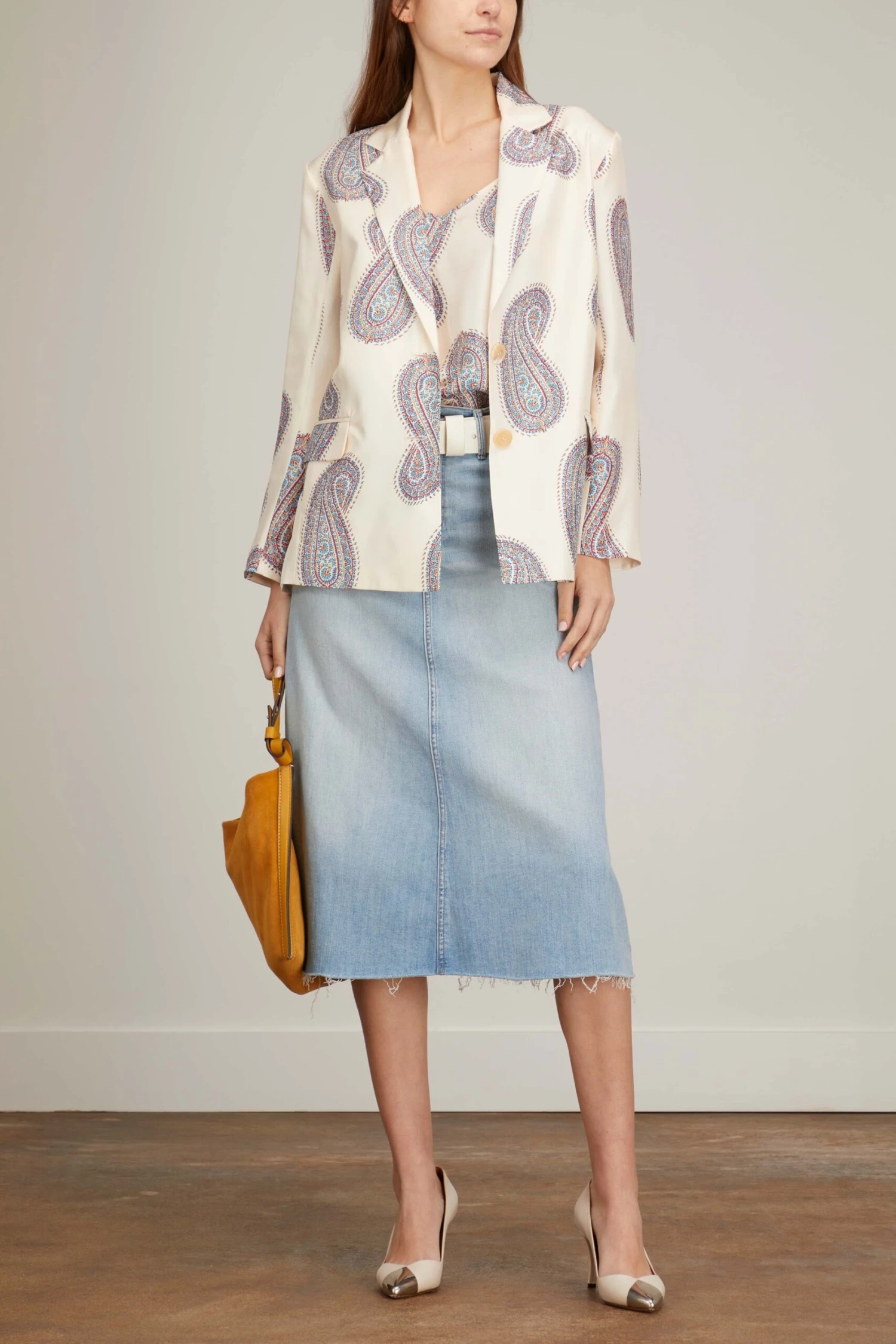 Rowe Blazer In Ivory Paisley - Image 2