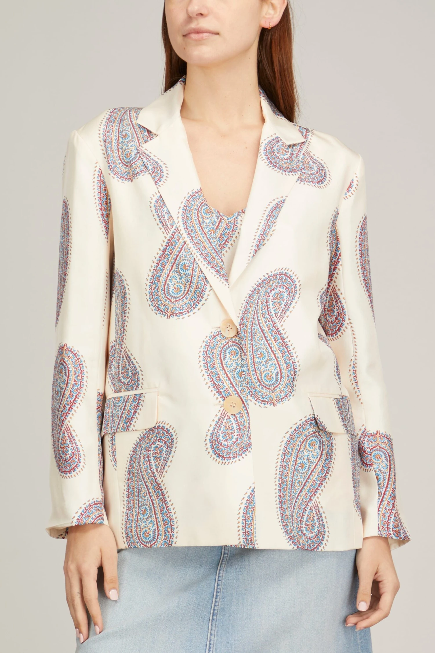 Rowe Blazer In Ivory Paisley - Image 3