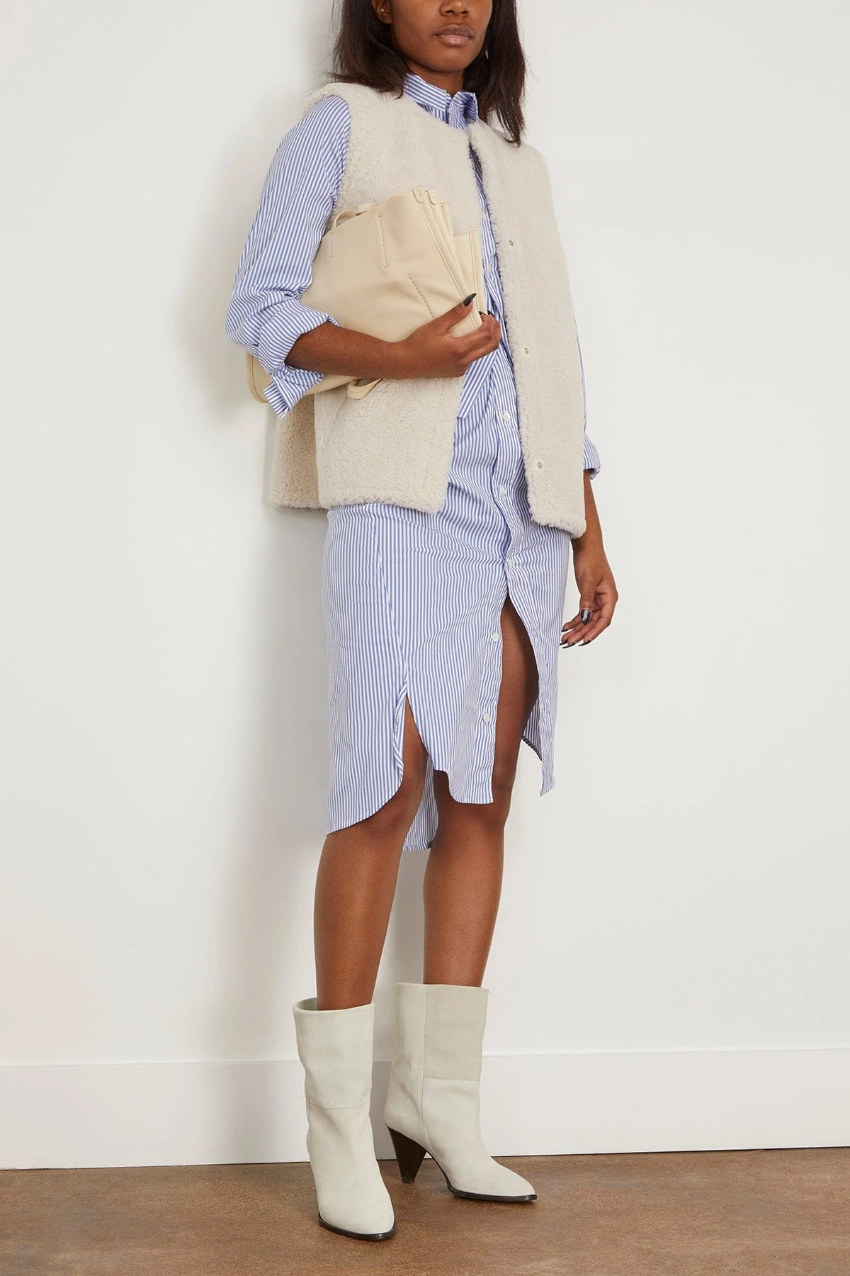 Curly Lamb Vest In Meringue - Image 2