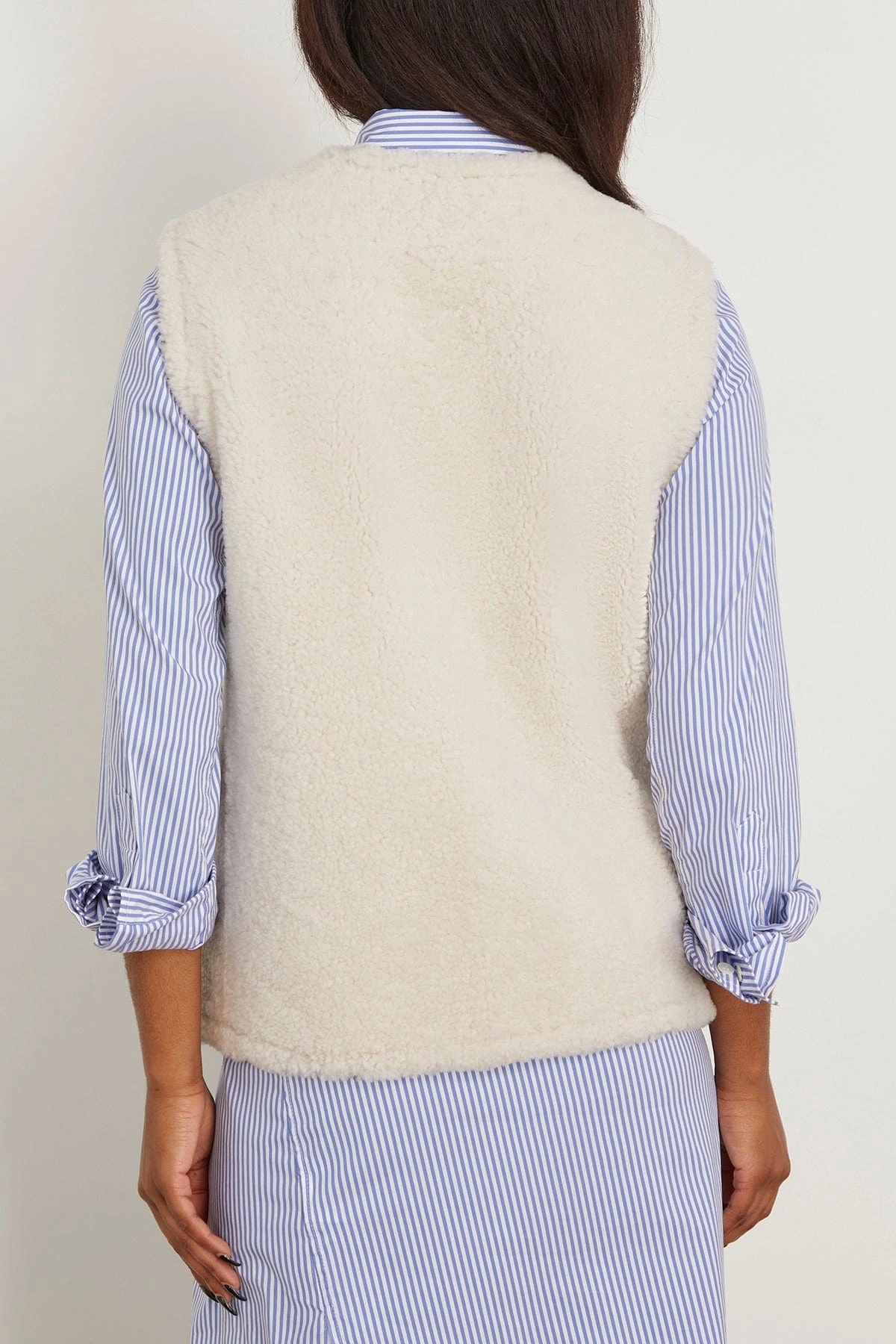 Curly Lamb Vest In Meringue - Image 4